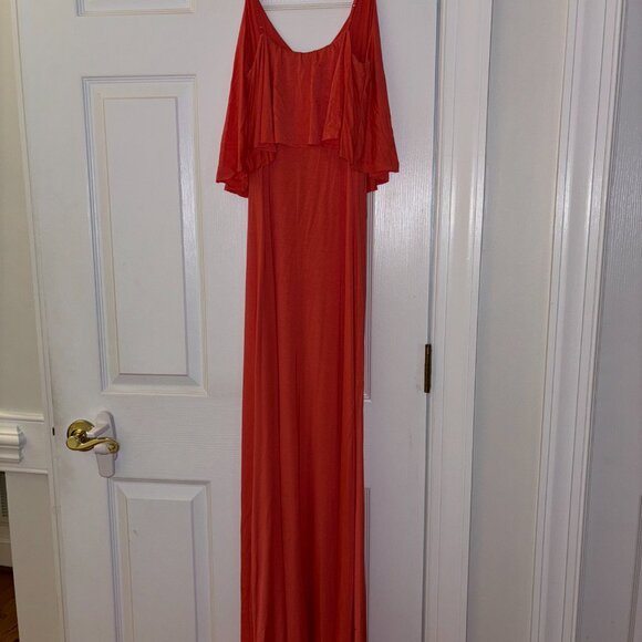 New Lexi Drew flounce maxi dress in Coral size Medium - Picture 3 of 5